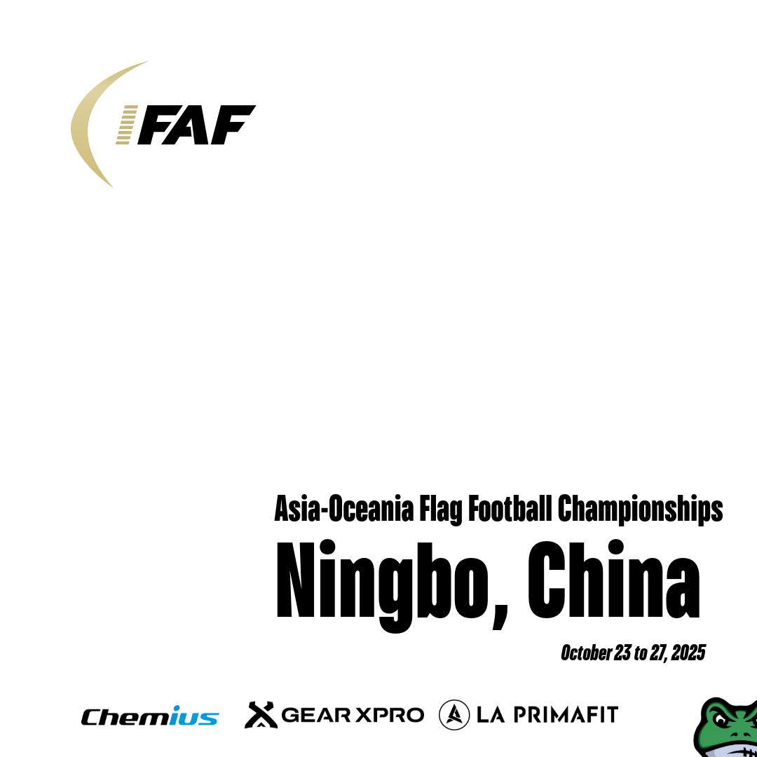 Asia-Oceania Flag Football Championships are scheduled to take place in Ningbo, China, from October 23 to 27, 2025
