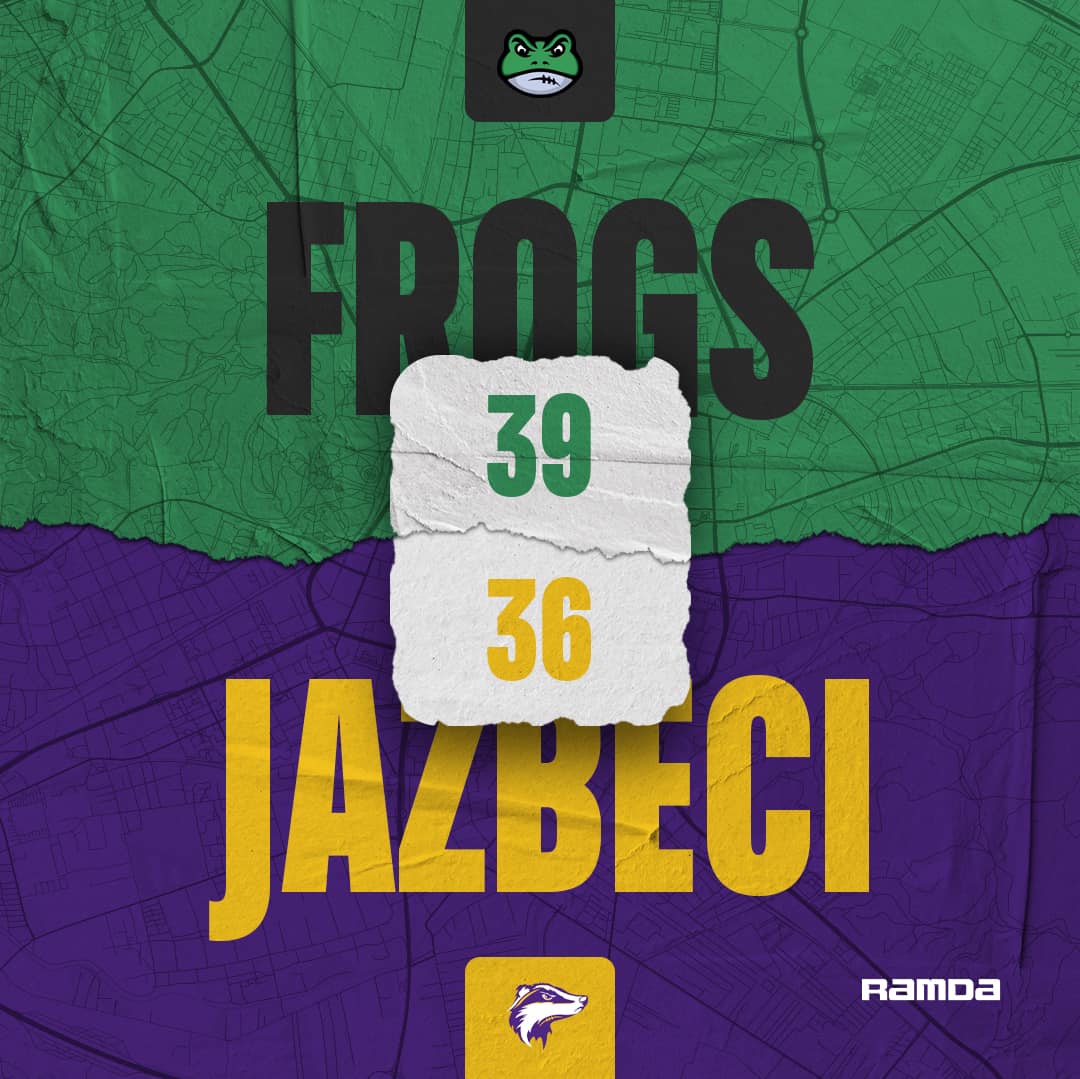 Frogsi prizadejali prvi poraz V SFFL dvakratnim prvakom Jazbecem